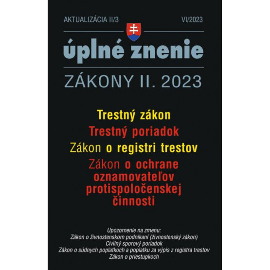 Aktualizácia II/3 - Trestný zákon a Trestný poriadok