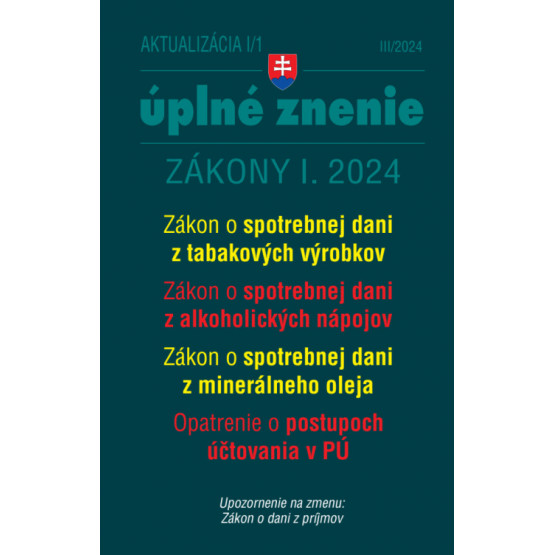 Aktualizácia I/1 / 2024 - daňové a účtovné zákony